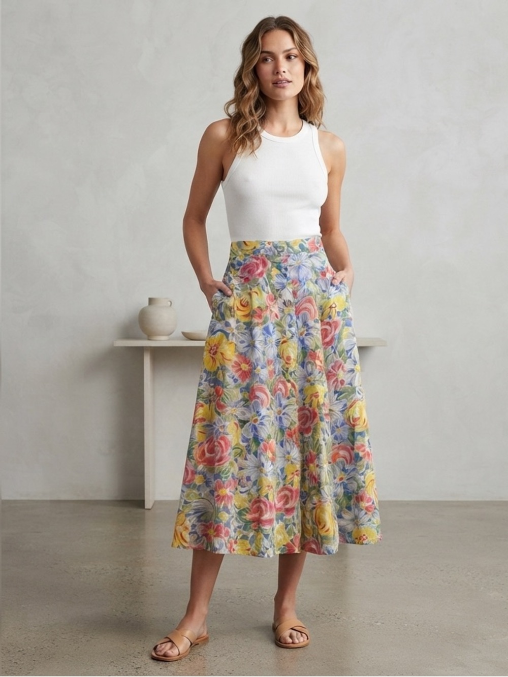 Vintage Liz Claiborne 80’s Maximalist Floral Classic A-Line Petite SkirtSize 4
